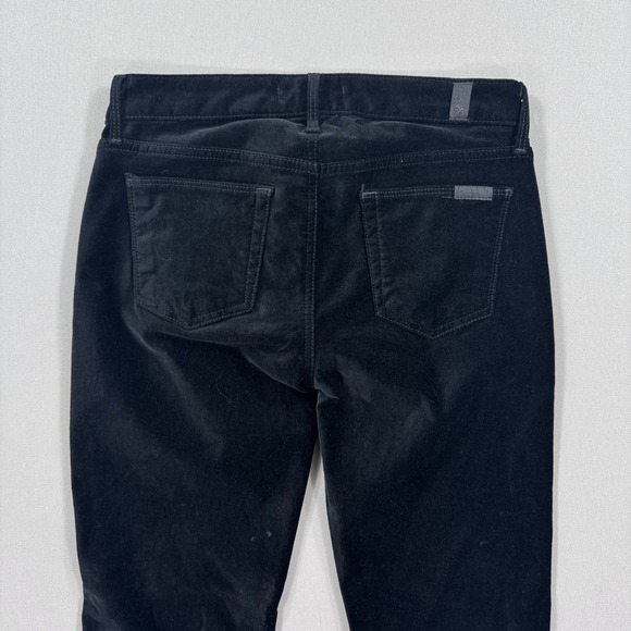 7 For All Mankind Velvet Flare Pants Women's Size 26 Black Cotton Cowgirl Preppy - Picture 3 of 9